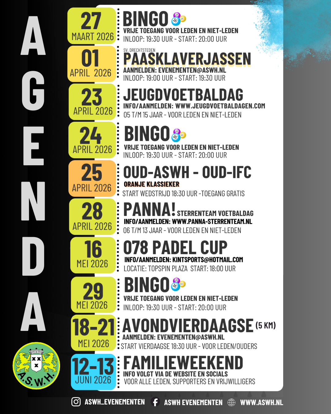 Update: Evenementen bij ASWH | ASWH